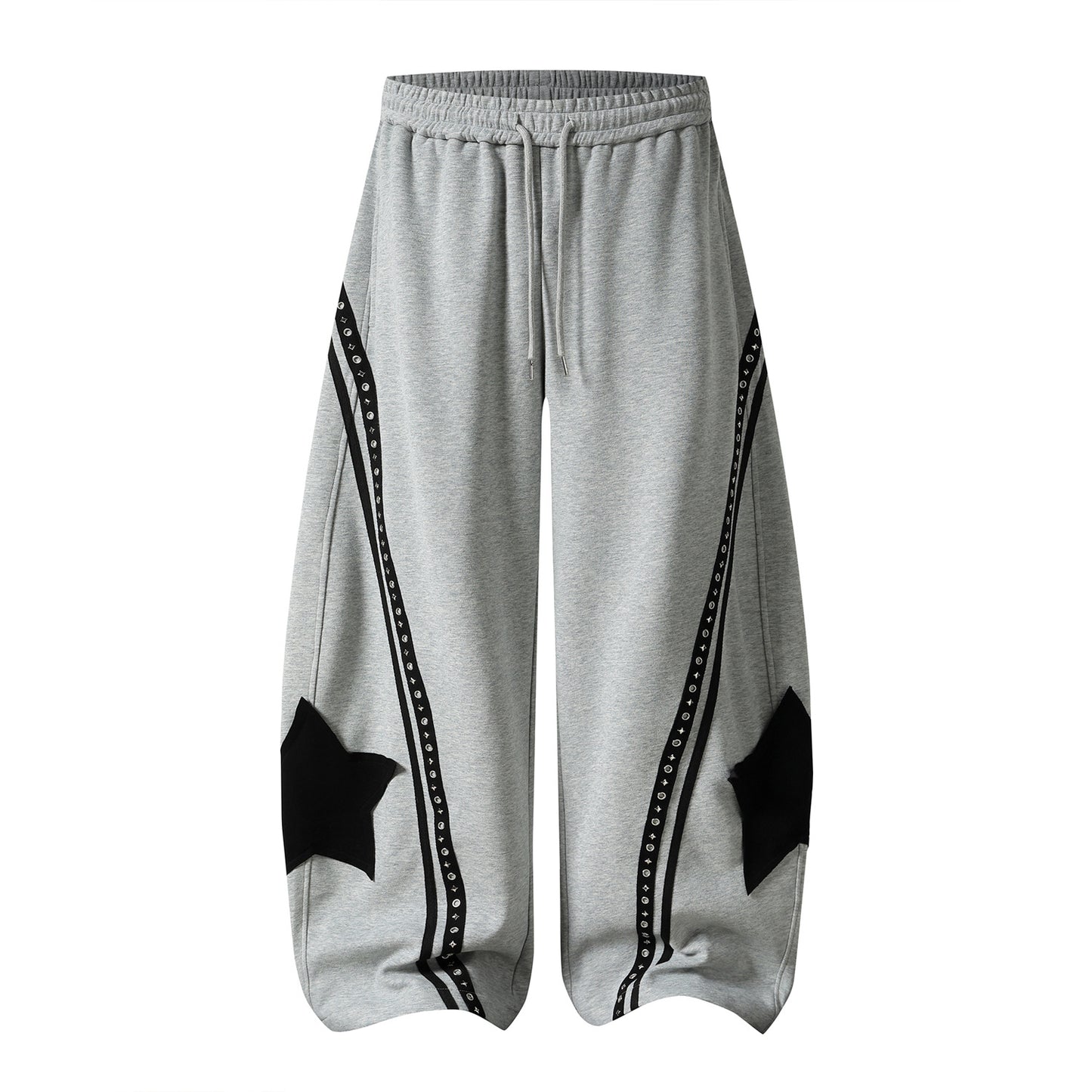 Retro Star Patch Drawstring Casual Pants