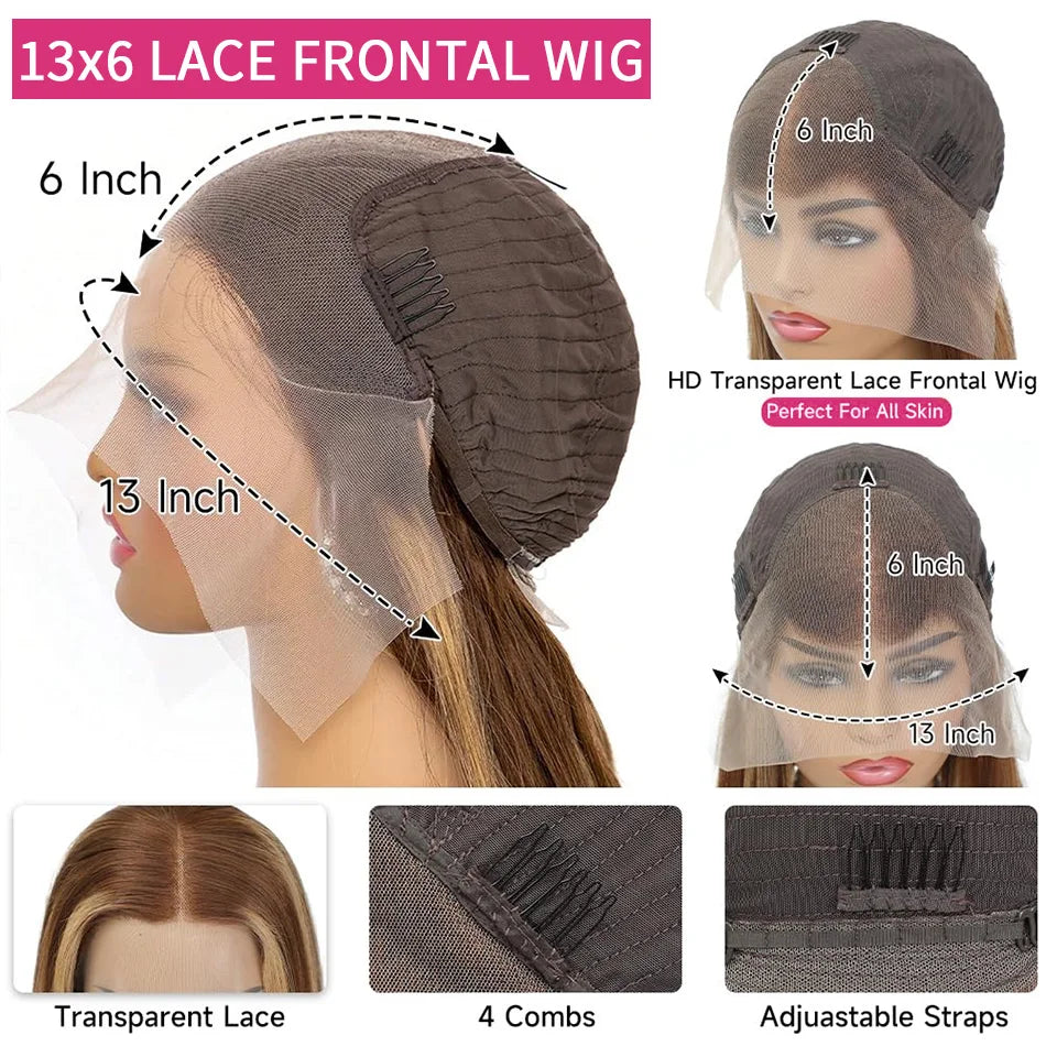 Chocolate Brown 13x6 Human Hair Wig HD Lace Frontal Straight Human Hair Wig 30 Inch Pre Plucked Brazilian Hd Lace Hair For Women