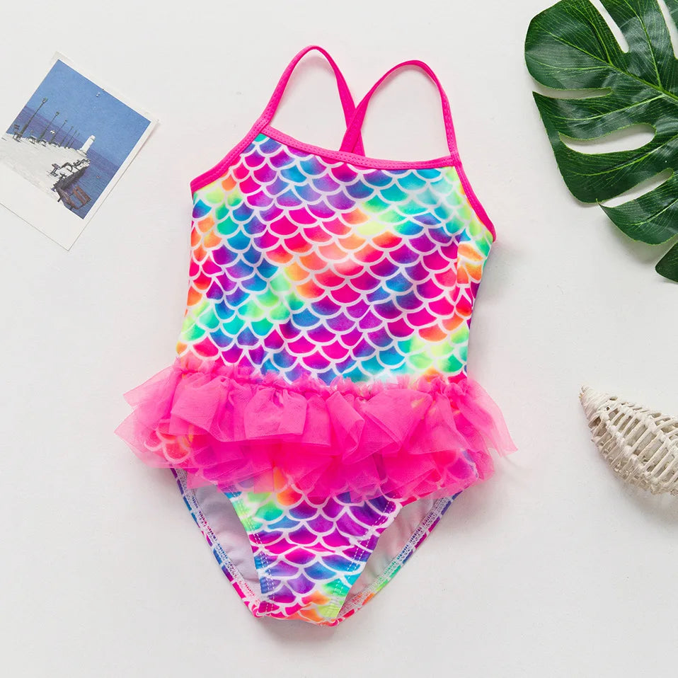 Unicorn Girls Swimsuit One-Piece Summer Backless Bathing Suit One-Piece Swimsuit with Mermaid Tails Cute Unicorn Children Bikini
