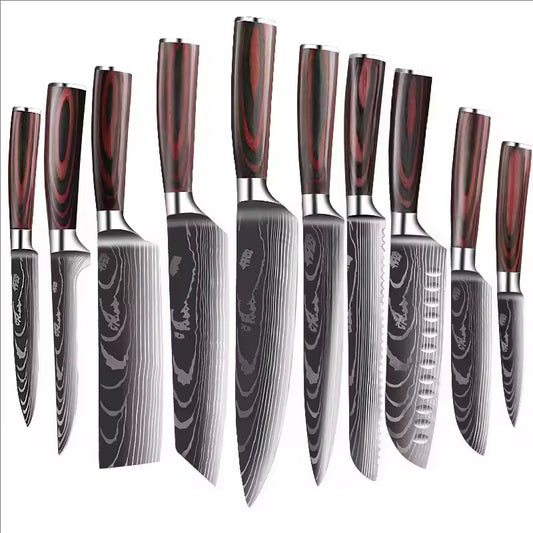 Steel Kitchen Knife Set with Wood Handle
