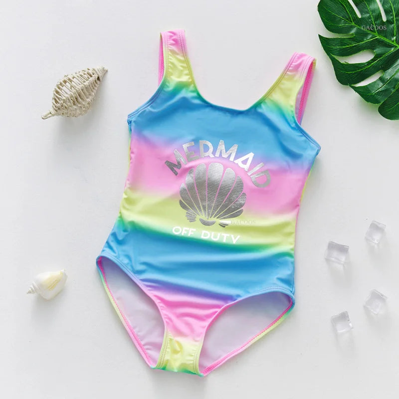 Unicorn Girls Swimsuit One-Piece Summer Backless Bathing Suit One-Piece Swimsuit with Mermaid Tails Cute Unicorn Children Bikini