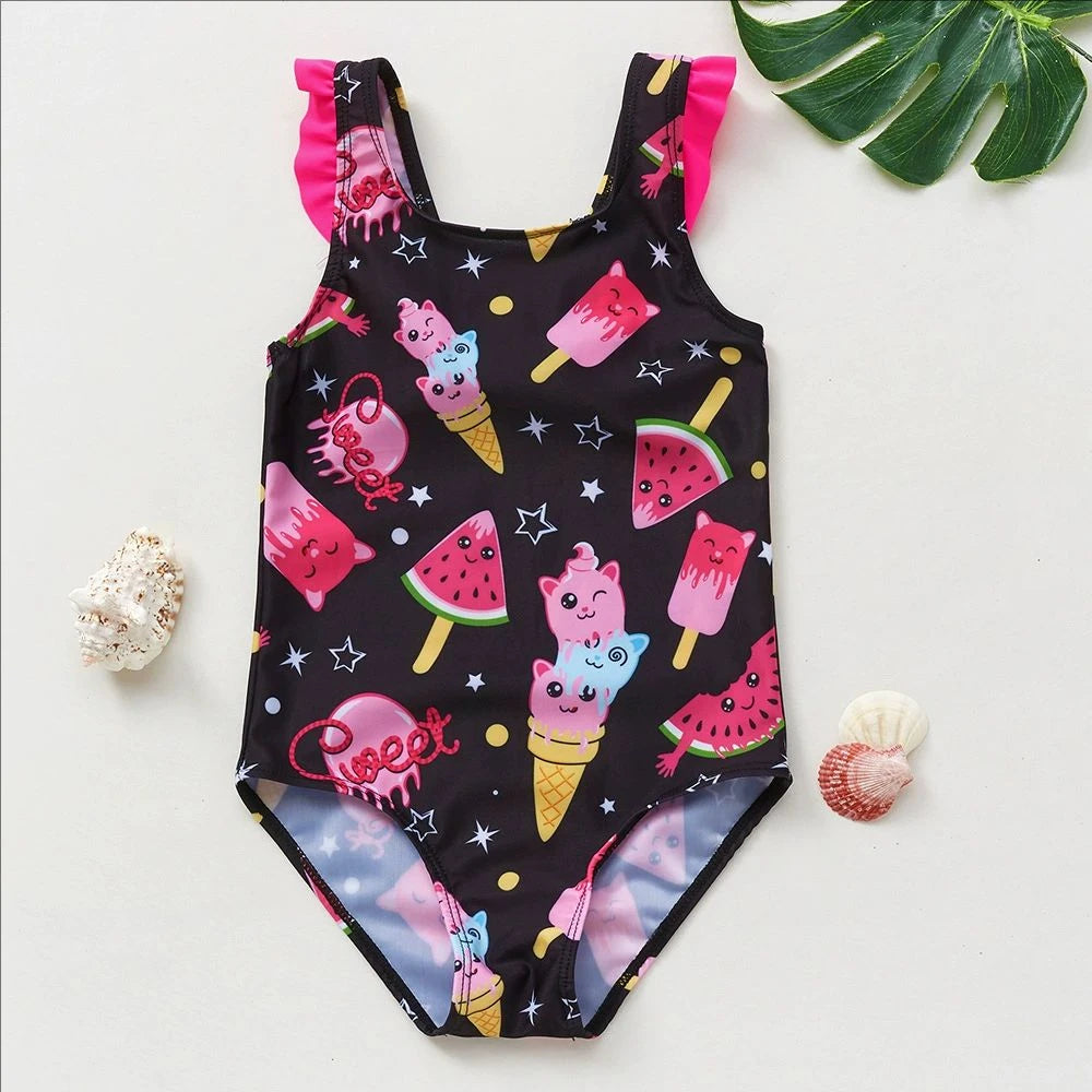 Unicorn Girls Swimsuit One-Piece Summer Backless Bathing Suit One-Piece Swimsuit with Mermaid Tails Cute Unicorn Children Bikini