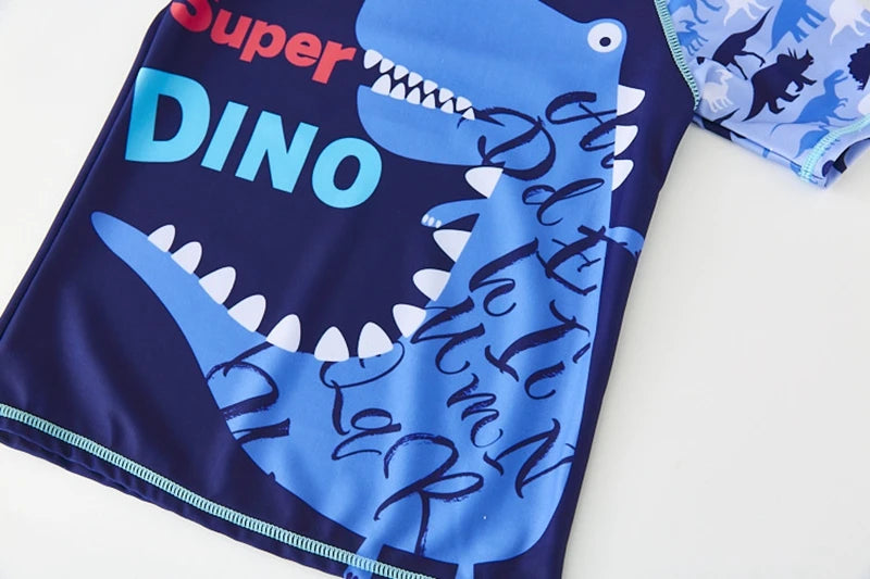 Boy's Swimsuit Long Sleeves Children's Rash Guard Swimming Trunks UPF50 UV Protection Boys Swimwear Dinosaur Bathing Suit Kids