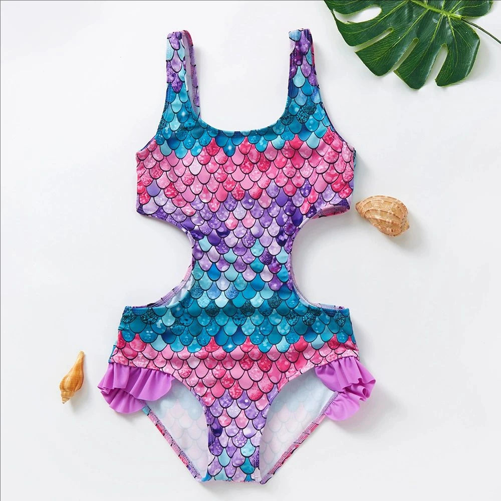 Unicorn Girls Swimsuit One-Piece Summer Backless Bathing Suit One-Piece Swimsuit with Mermaid Tails Cute Unicorn Children Bikini