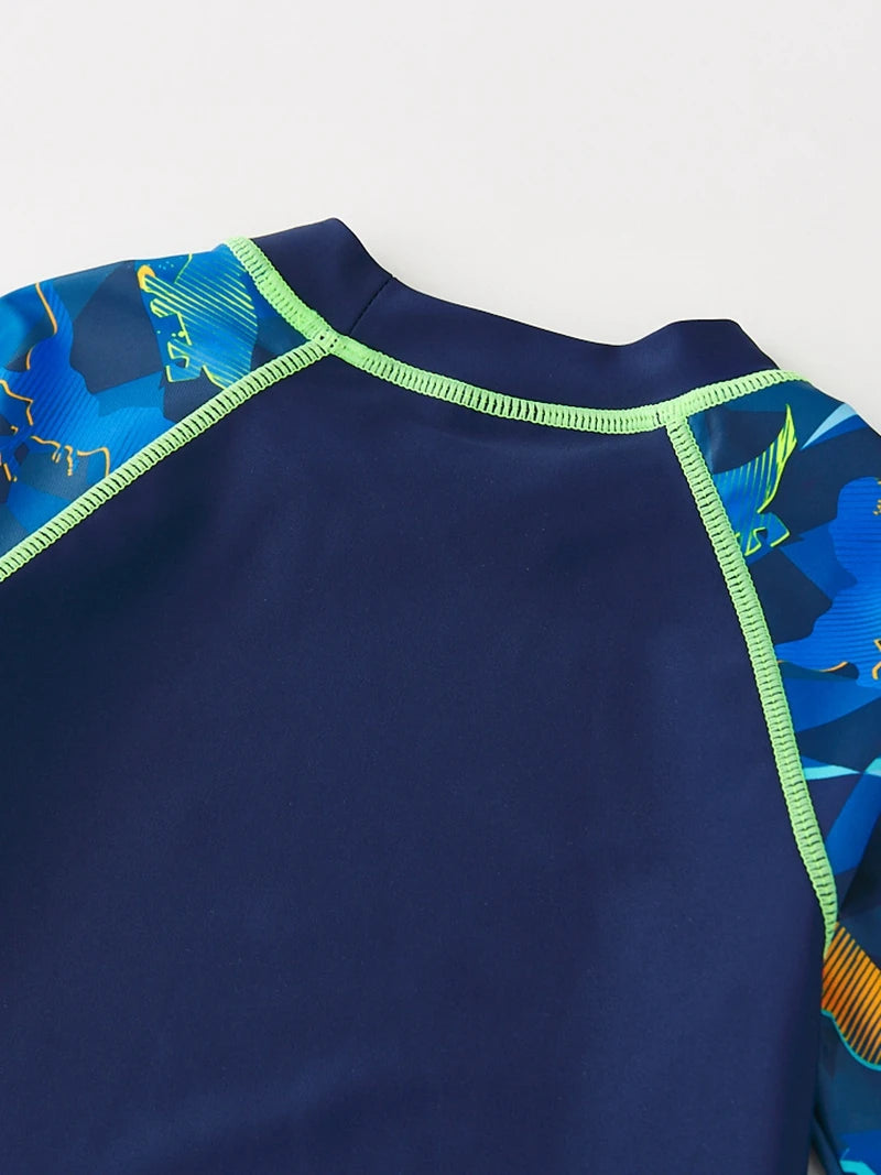 Boy's Swimsuit Long Sleeves Children's Rash Guard Swimming Trunks UPF50 UV Protection Boys Swimwear Dinosaur Bathing Suit Kids