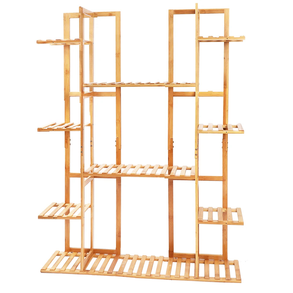Multi-Tiered Bamboo Plant Stand Rack Indoor Outdoor Flower Pot Holder for Garden Balcony