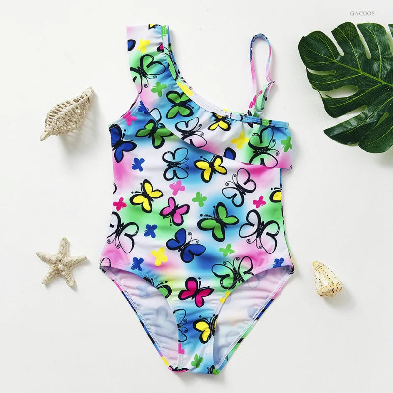 Unicorn Girls Swimsuit One-Piece Summer Backless Bathing Suit One-Piece Swimsuit with Mermaid Tails Cute Unicorn Children Bikini