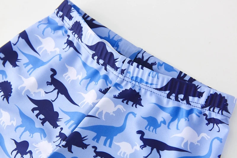 Boy's Swimsuit Long Sleeves Children's Rash Guard Swimming Trunks UPF50 UV Protection Boys Swimwear Dinosaur Bathing Suit Kids