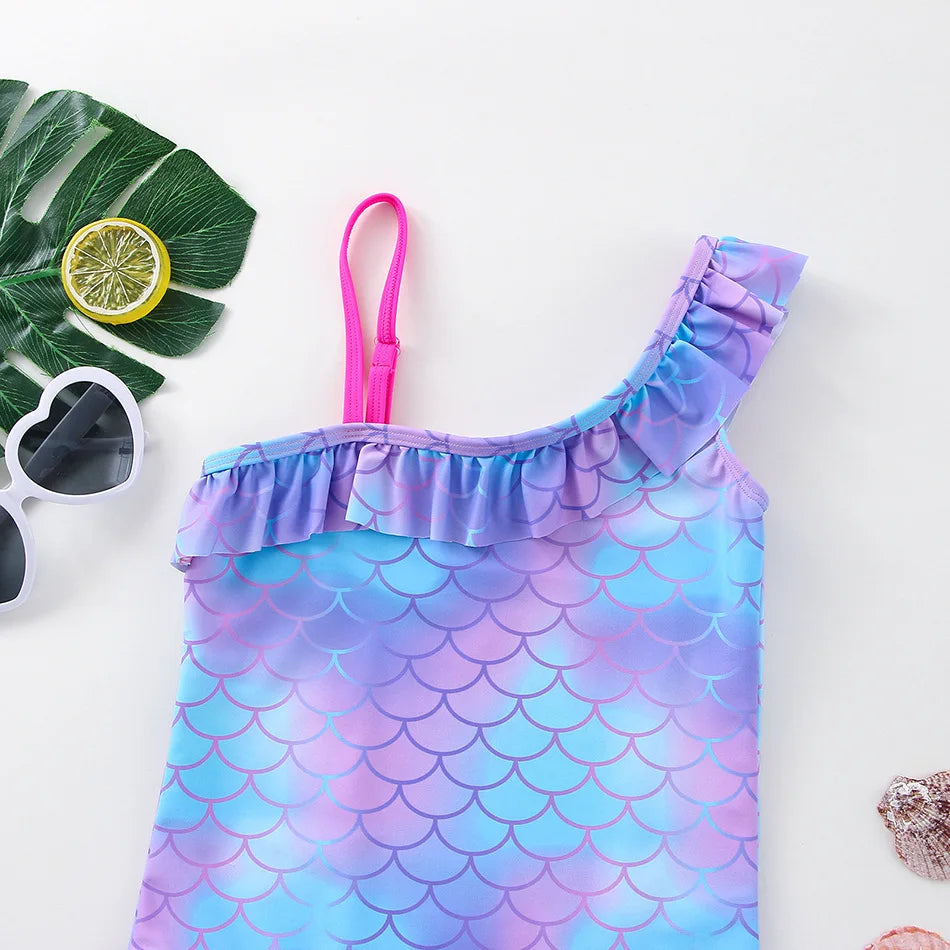 Unicorn Girls Swimsuit One-Piece Summer Backless Bathing Suit One-Piece Swimsuit with Mermaid Tails Cute Unicorn Children Bikini