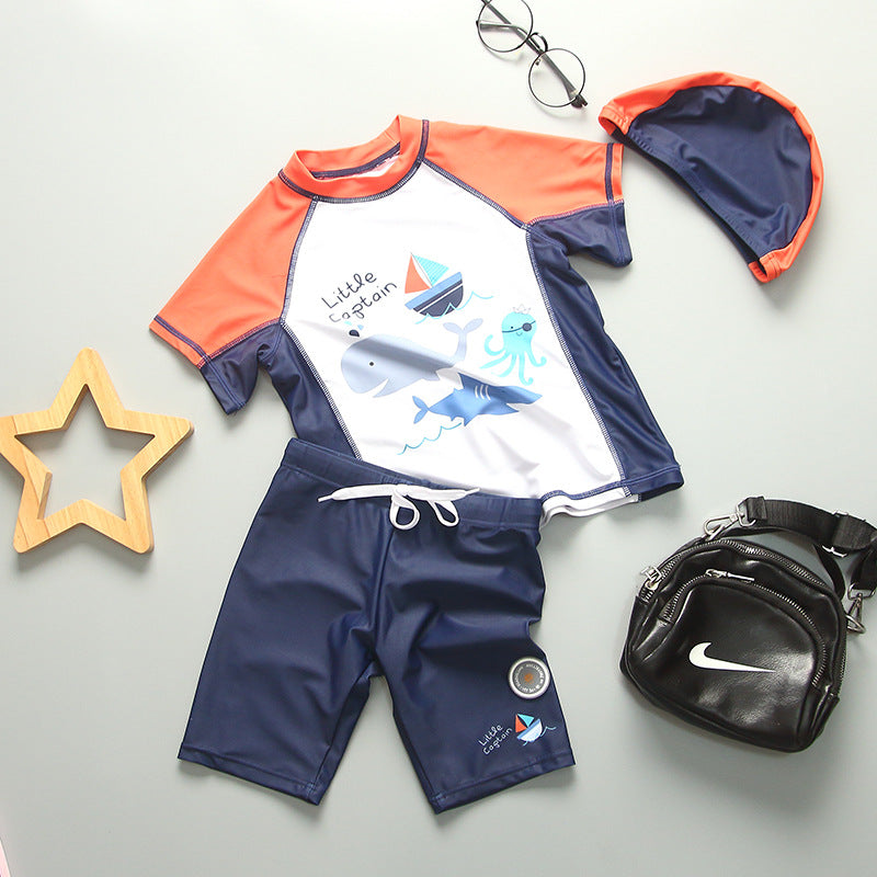 Boy's Swimsuit Long Sleeves Children's Rash Guard Swimming Trunks UPF50 UV Protection Boys Swimwear Dinosaur Bathing Suit Kids