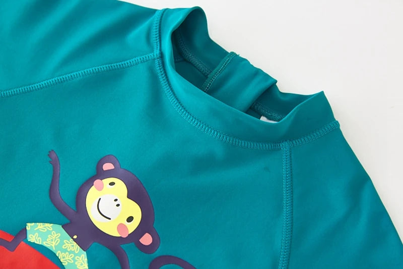 Boy's Swimsuit Long Sleeves Children's Rash Guard Swimming Trunks UPF50 UV Protection Boys Swimwear Dinosaur Bathing Suit Kids