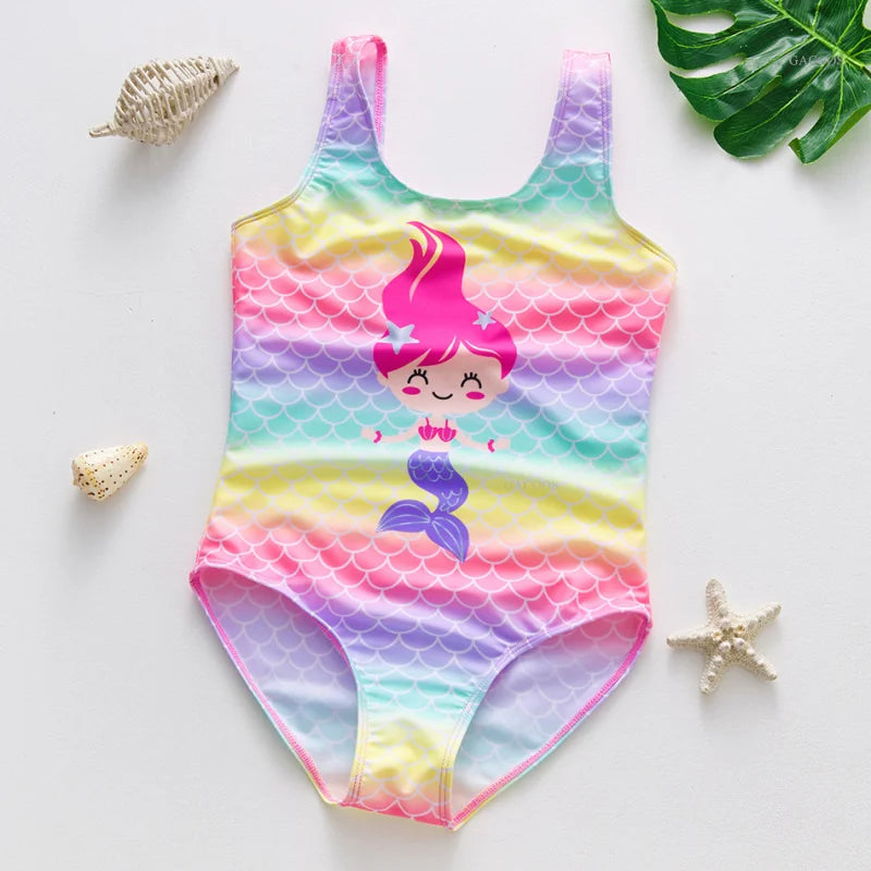 Unicorn Girls Swimsuit One-Piece Summer Backless Bathing Suit One-Piece Swimsuit with Mermaid Tails Cute Unicorn Children Bikini