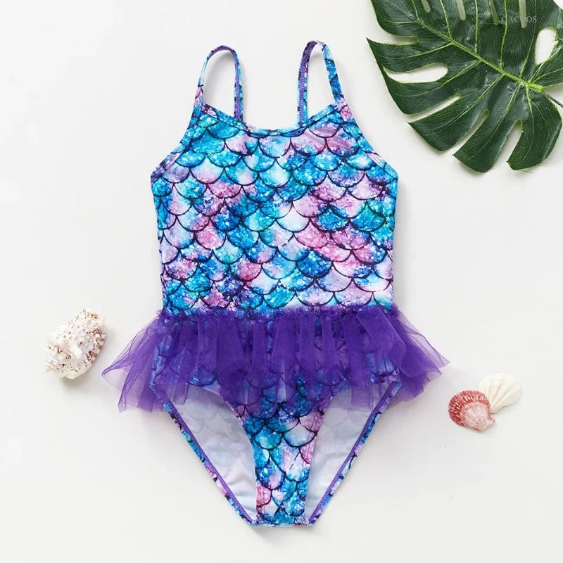 Unicorn Girls Swimsuit One-Piece Summer Backless Bathing Suit One-Piece Swimsuit with Mermaid Tails Cute Unicorn Children Bikini