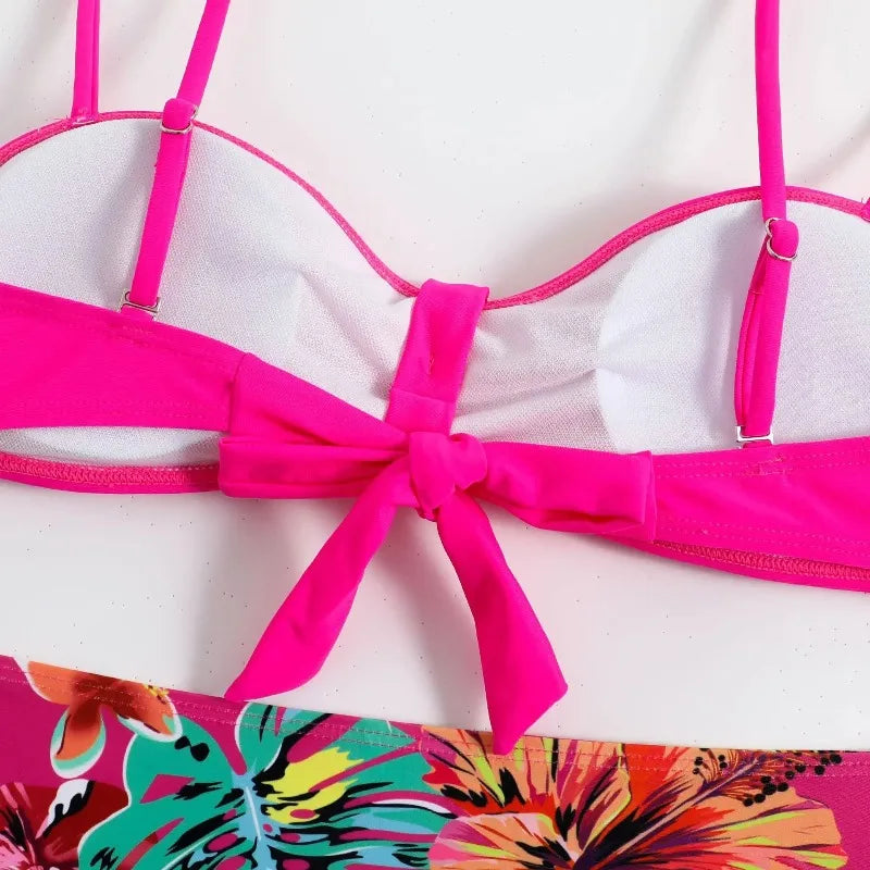 Sexy Bandeau Bikini Women Swimsuit Floral Printing High Waist Bikinis Set Female Summer Swimming Bathing Suits Brazilian Biquini