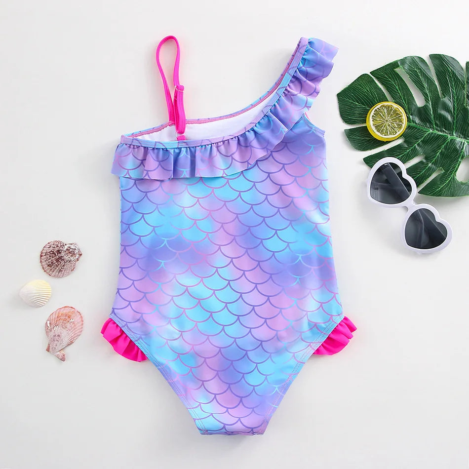 Unicorn Girls Swimsuit One-Piece Summer Backless Bathing Suit One-Piece Swimsuit with Mermaid Tails Cute Unicorn Children Bikini