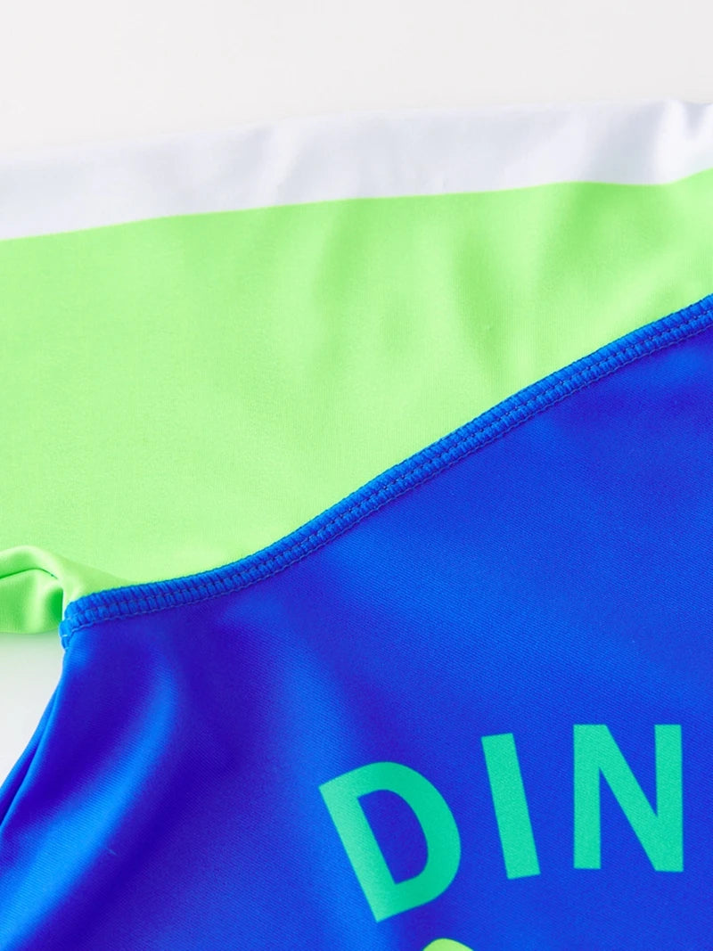 Boy's Swimsuit Long Sleeves Children's Rash Guard Swimming Trunks UPF50 UV Protection Boys Swimwear Dinosaur Bathing Suit Kids