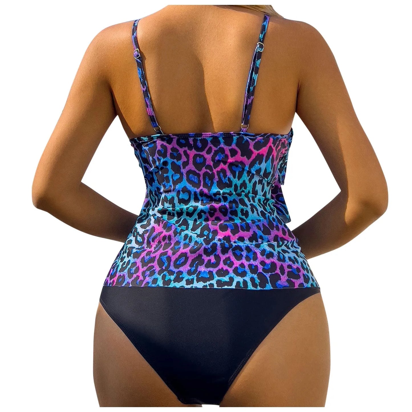 Swimsuit For Women 2024 Women'S Summer Fashion Swimsuit Color Printed Two Piece Swimsuit Flanged Tankini купальники жіночий 2024