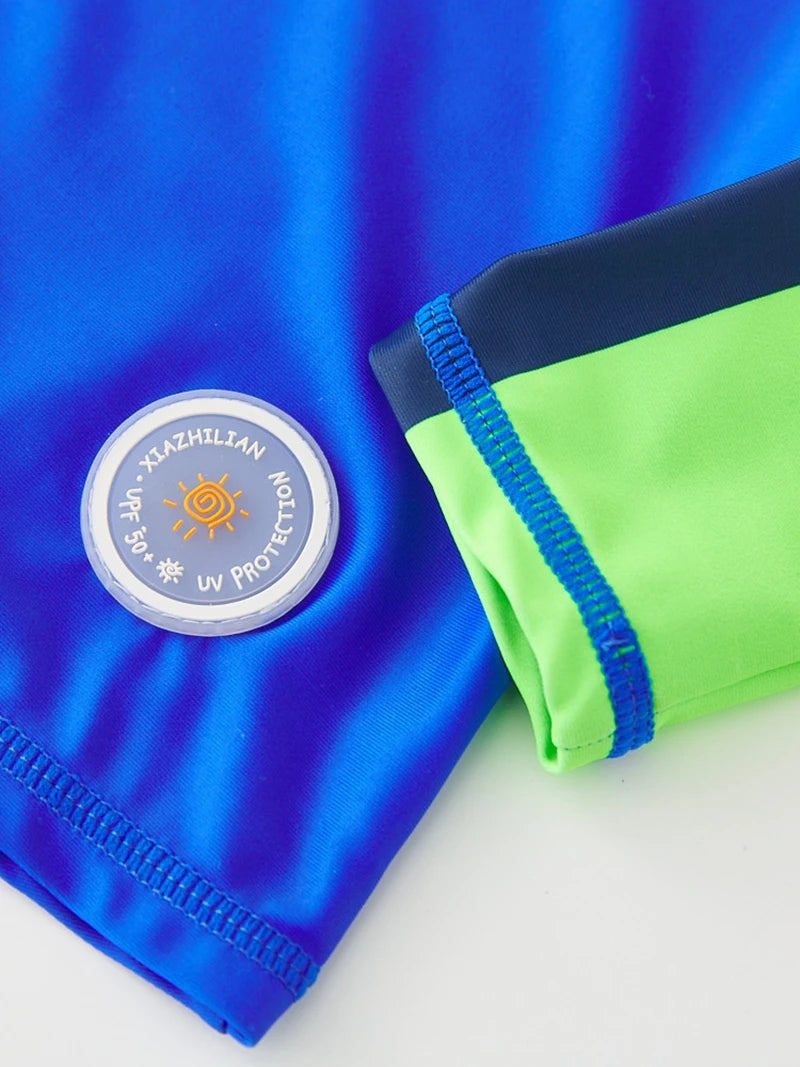 Boy's Swimsuit Long Sleeves Children's Rash Guard Swimming Trunks UPF50 UV Protection Boys Swimwear Dinosaur Bathing Suit Kids