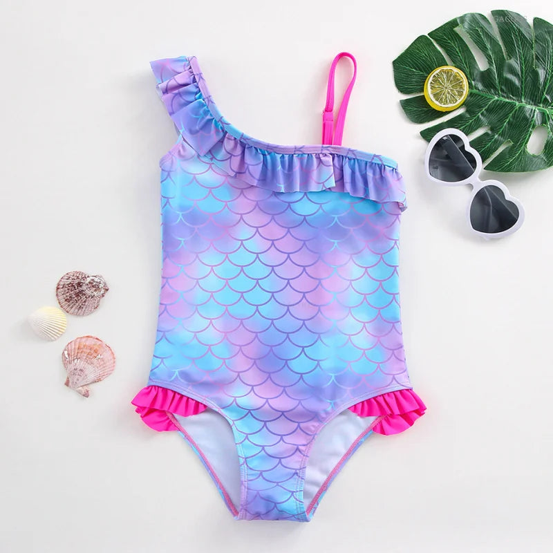 Unicorn Girls Swimsuit One-Piece Summer Backless Bathing Suit One-Piece Swimsuit with Mermaid Tails Cute Unicorn Children Bikini
