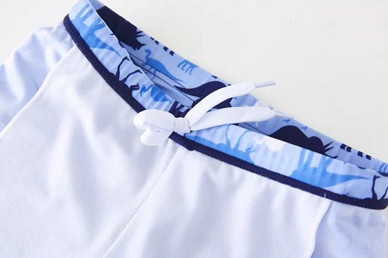 Boy's Swimsuit Long Sleeves Children's Rash Guard Swimming Trunks UPF50 UV Protection Boys Swimwear Dinosaur Bathing Suit Kids