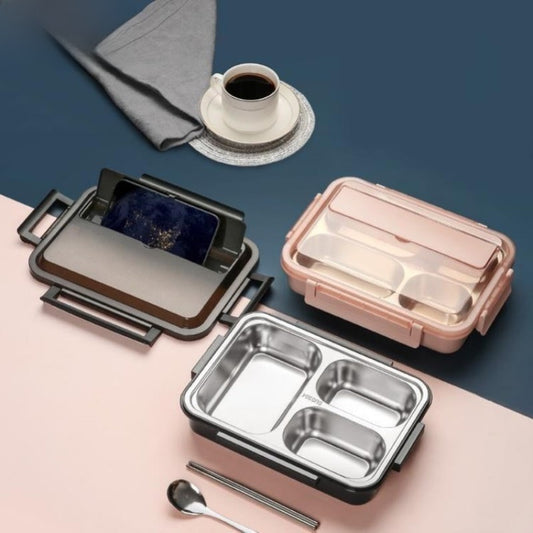 Stainless Steel Compartment Lunch Box with Utensils